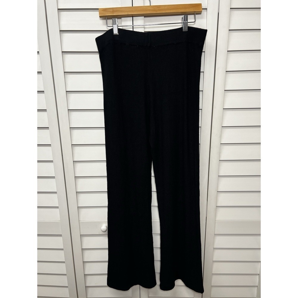 Spring + Mercer High Rise Ribbed Wide Leg Pull On Pants Women's Size Large Black - Picture 8 of 8